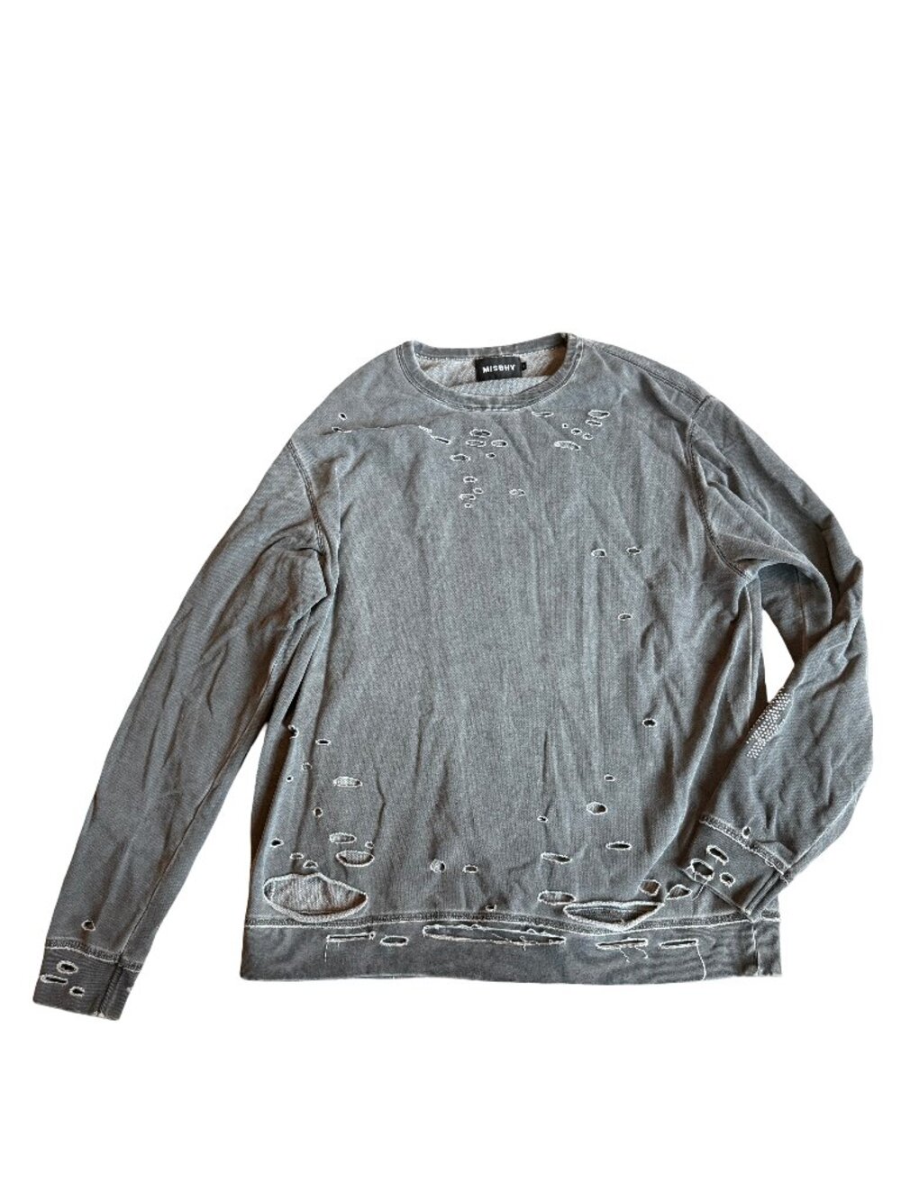 MISBHV Sonic You Distressed Pullover Sweater Sweatshirt Crew Neck Size Large